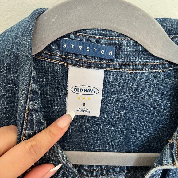 Old Navy Women's Y2K Denim Stretch Shirt Dress Blue Size 8 - Picture 5 of 10
